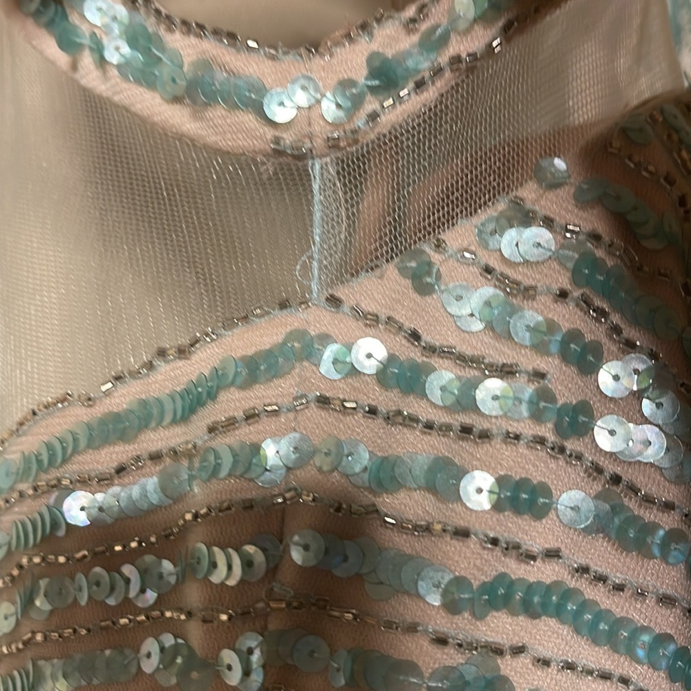 New Mignon Evening dress Sequined Tulle Aqua Blue $499 - Picture 9 of 12